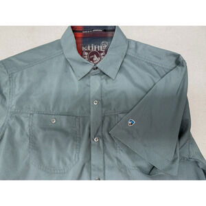 Kuhl Mountain Grown Mens Medium Gray Snap Button Short Sleeve Outdoor